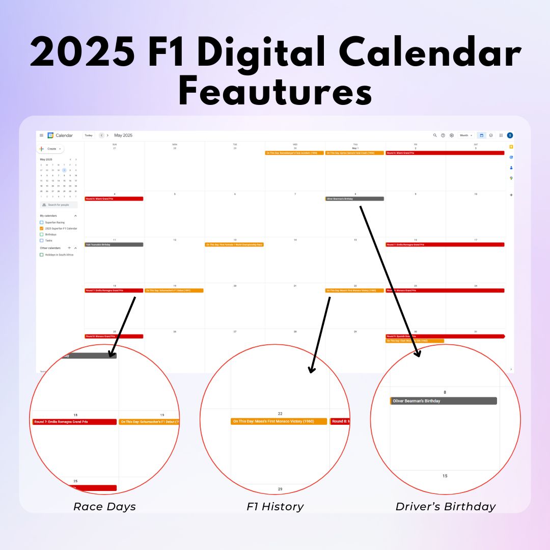 2025 F1 Digital Calendar