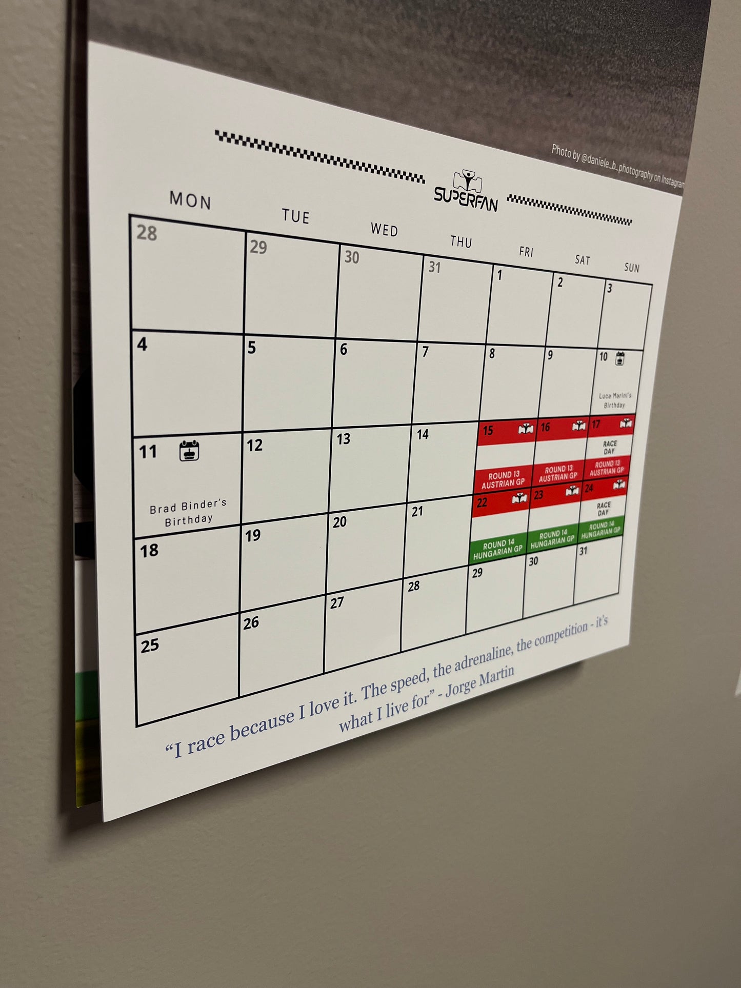 2025 Moto GP Wall Calendar