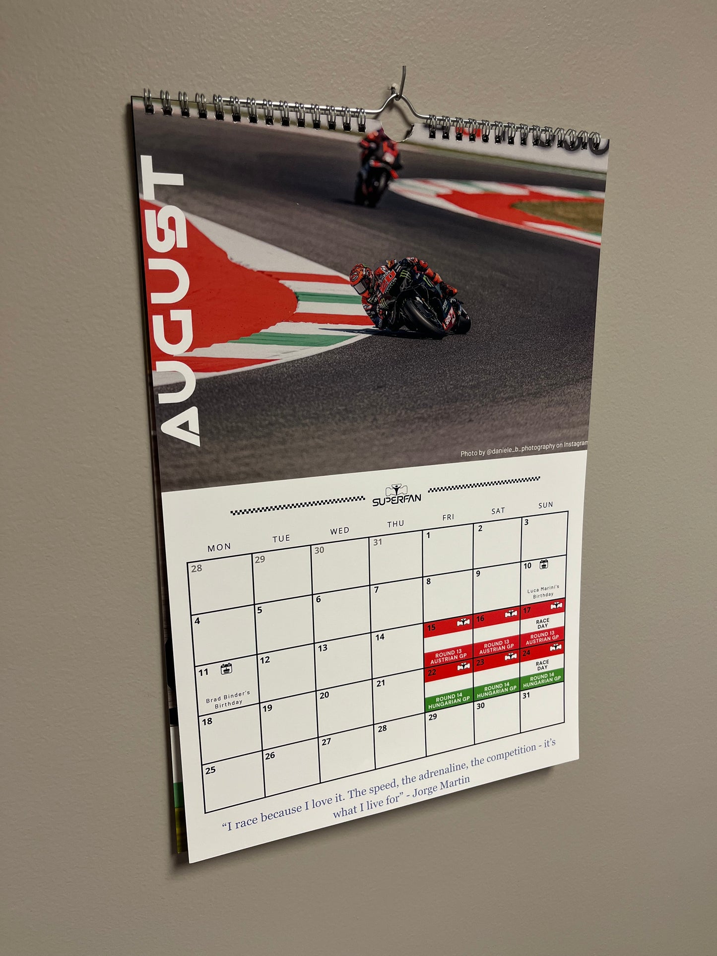 2025 Moto GP Wall Calendar