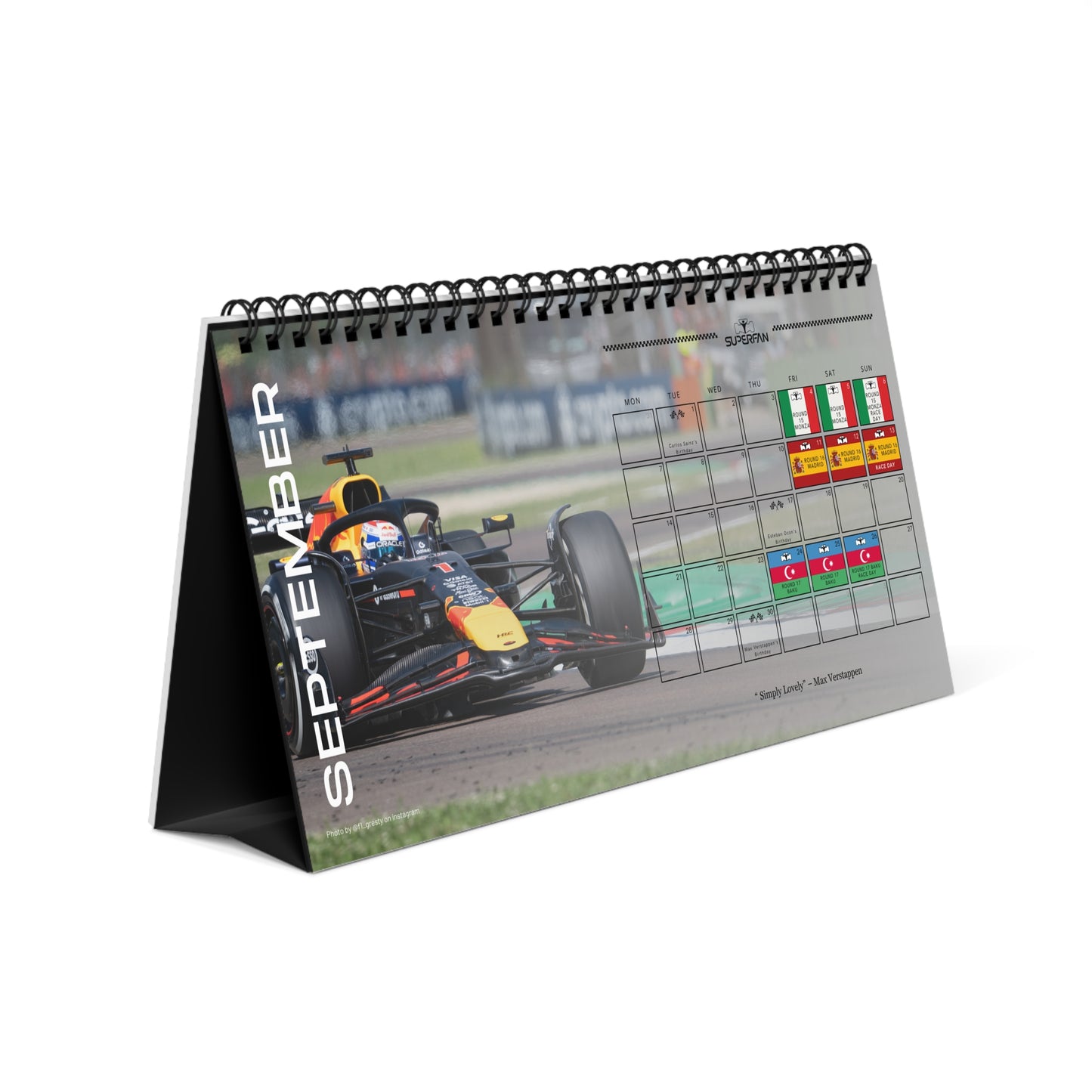 F1 Desk Calendar 2026