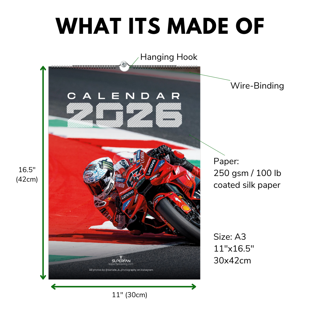 2026 Moto GP Wall Calendar