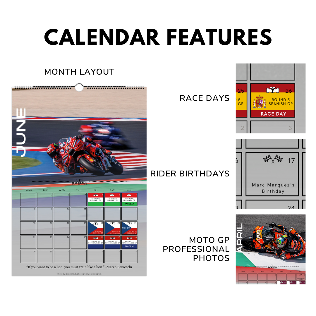 2026 Moto GP Wall Calendar