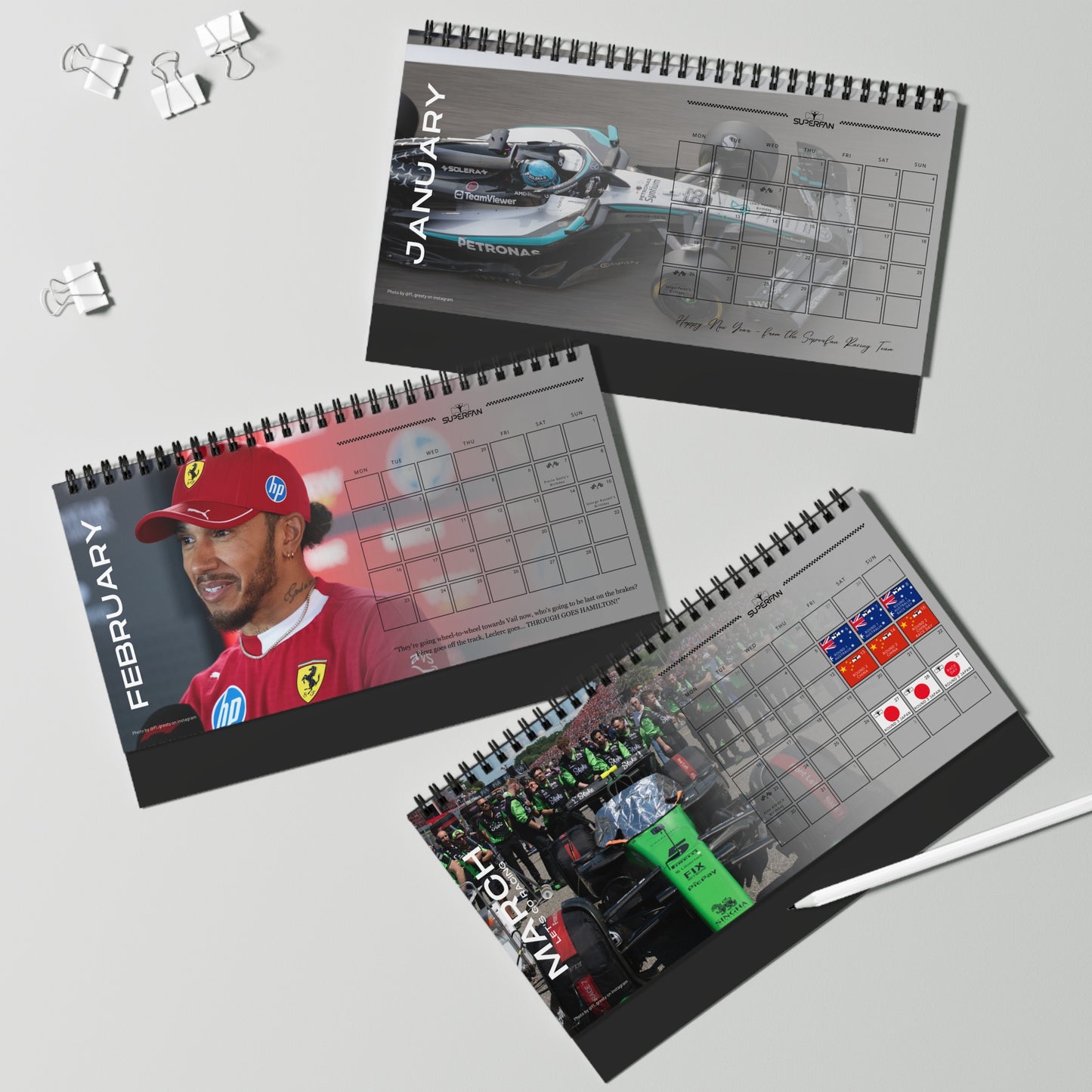 F1 Desk Calendar 2026