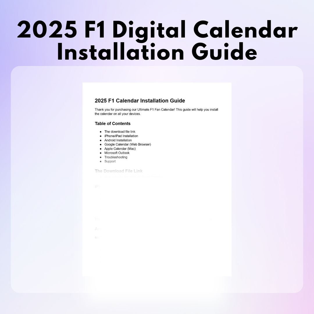 2025 F1 Digital Calendar