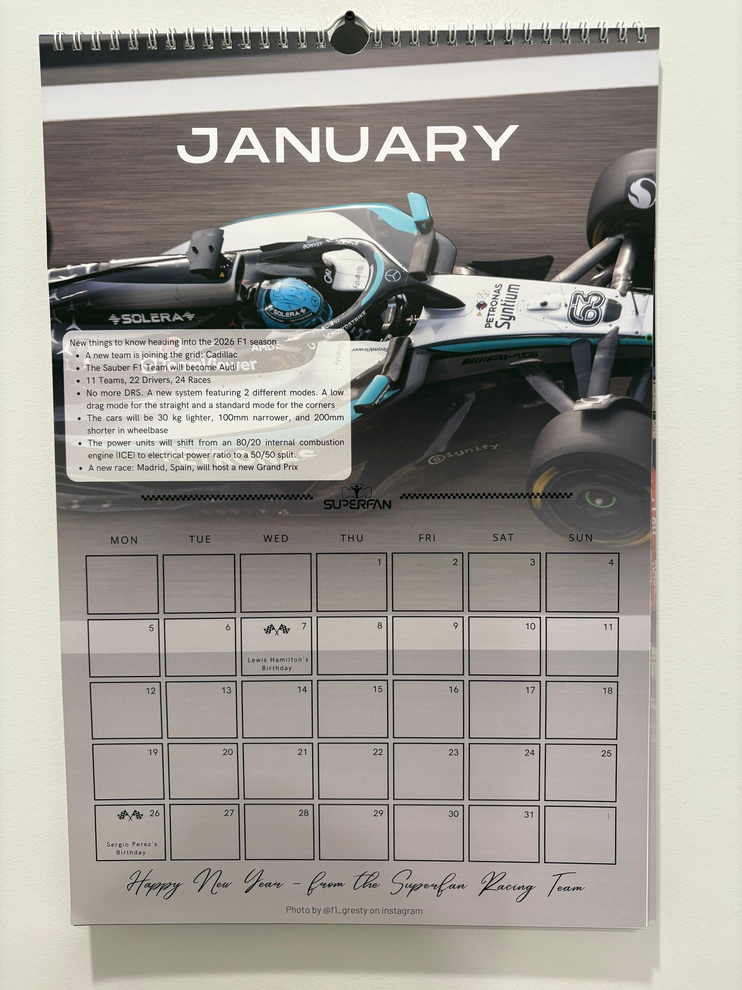 F1 Wall Calendar 2026