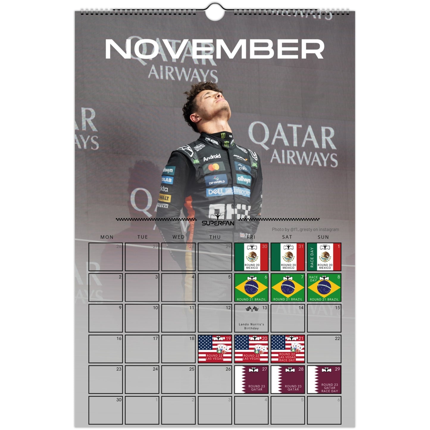 Lando Norris 2026 F1 Calendar