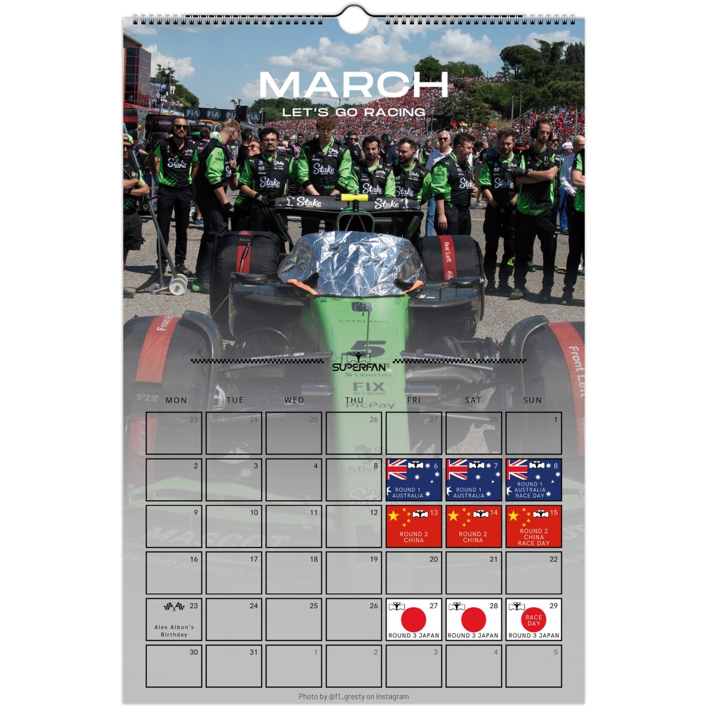 F1 2026 Calendar Layout