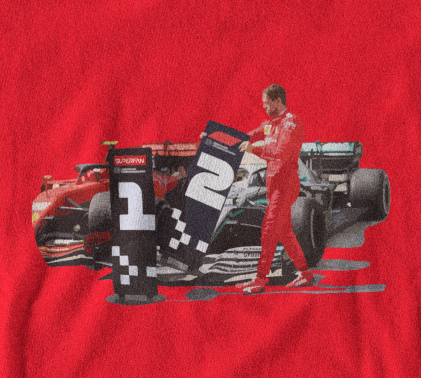 Camiseta con el cartel del primer puesto de Vettel